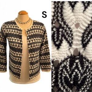 VINTAGE PARISIENNE Cardigan Knit Sweater Sm Beautiful Pattern Academia